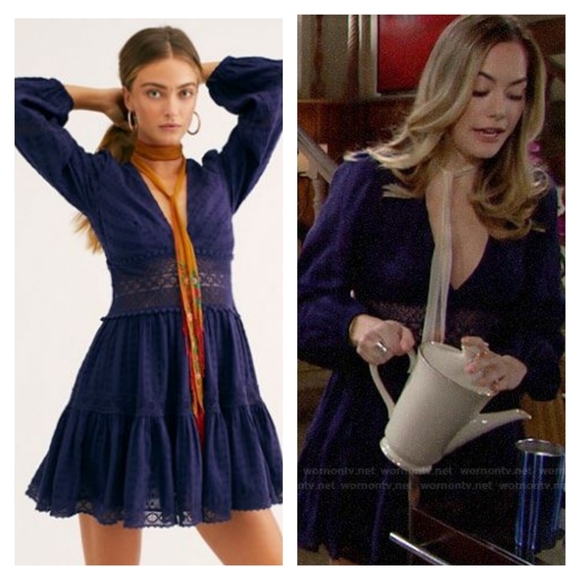 Free People Dresses & Skirts - Free People The Delightful Mini Dress in Navy Size 8